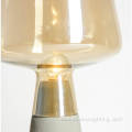 Wine glass shape cement base glass table lamp